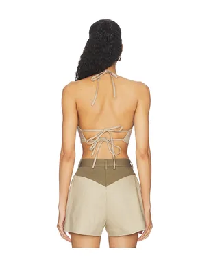 MATTHEW BRUCH Tie Halter Crop Top - サムネイル3