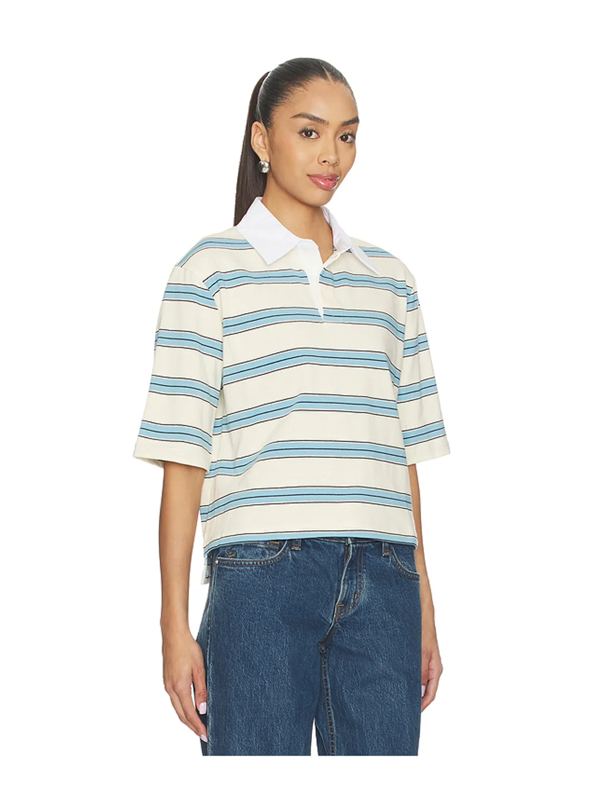 Maude Club FRANKIE トップ - White,Baby Blue. - 画像2