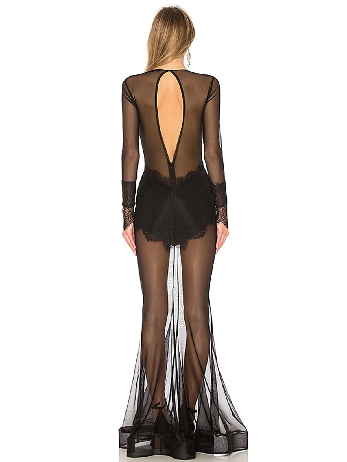 Michael Costello MARTIN レースマキシ透け感のあるワンピース - 画像3