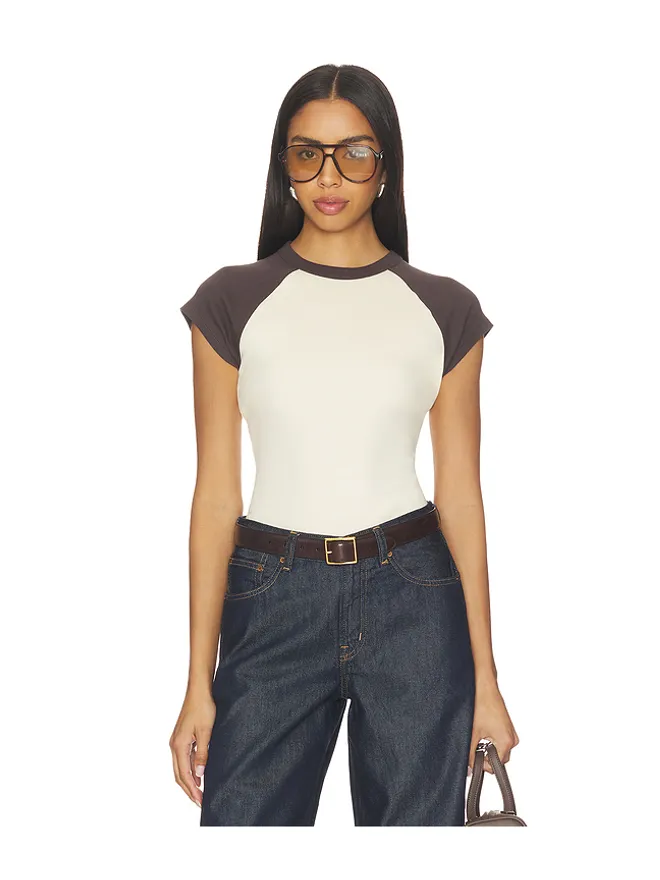 Madewell Madewell RAGLAN トップ - Cream,Brown.の商品画像