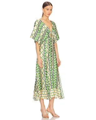 MISA Los Angeles IRENA ミディ丈ドレス - Green,Orange. - サムネイル2