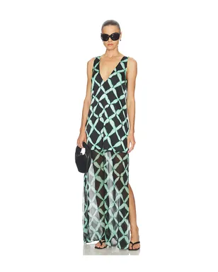 MISA Los Angeles NINA ドレス - Green,Black. - サムネイル1