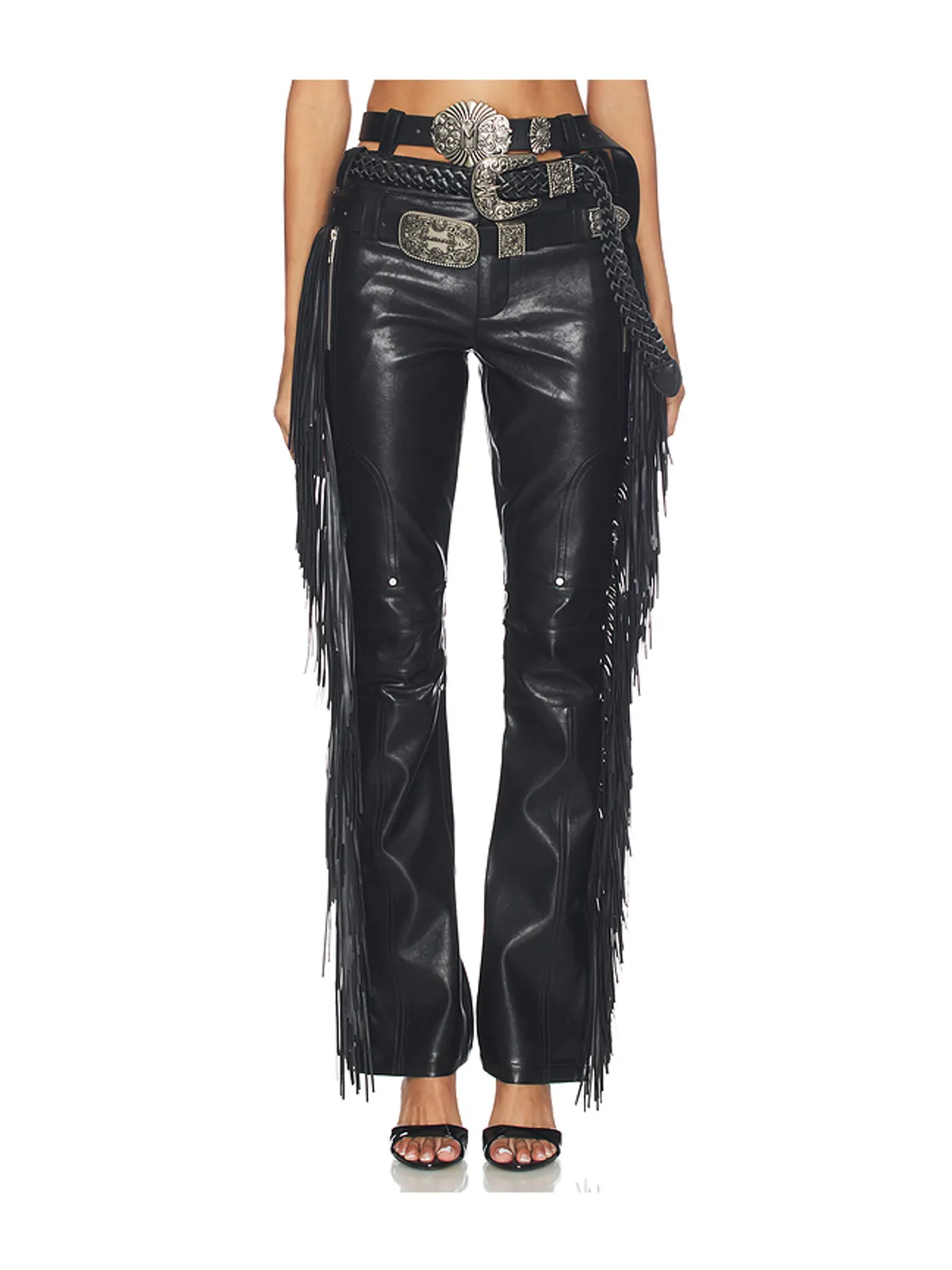 Markgong FAUX LEATHER FRINGE パンツ - 画像1