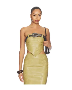 Markgong FAUX LEATHER FLORAL IMPRINTED TUBE WITH DETACHABLE BELT トップ - サムネイル1