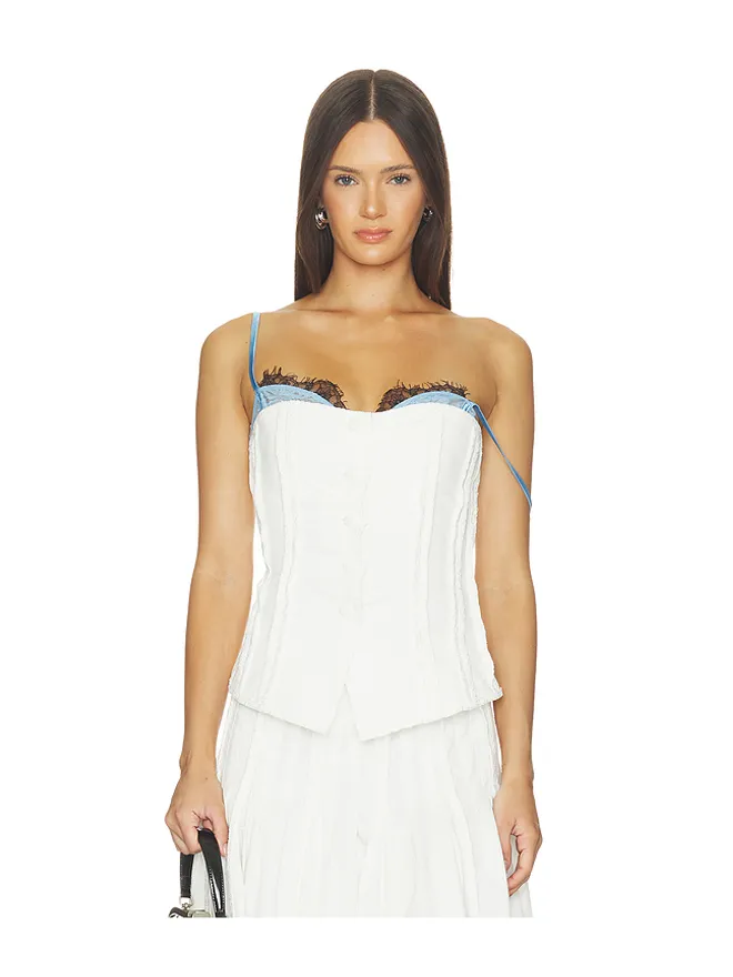 Markgong Markgong STRAPLESS BUTTON UP WITH LACE TRIM トップの商品画像