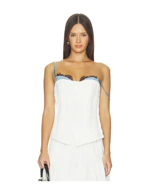 Markgong STRAPLESS BUTTON UP WITH LACE TRIM トップ - サムネイル1