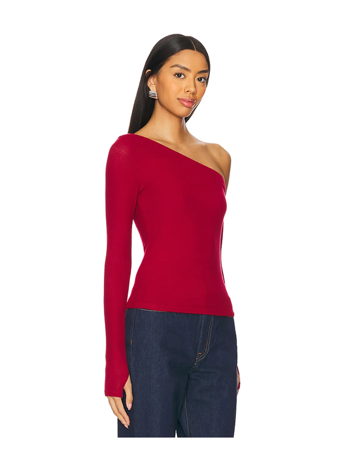 Michael Lauren MAGDALENO ASYMMETRICAL FITTED COLD SHOULDER LONG SLEEVE トップ - 画像2