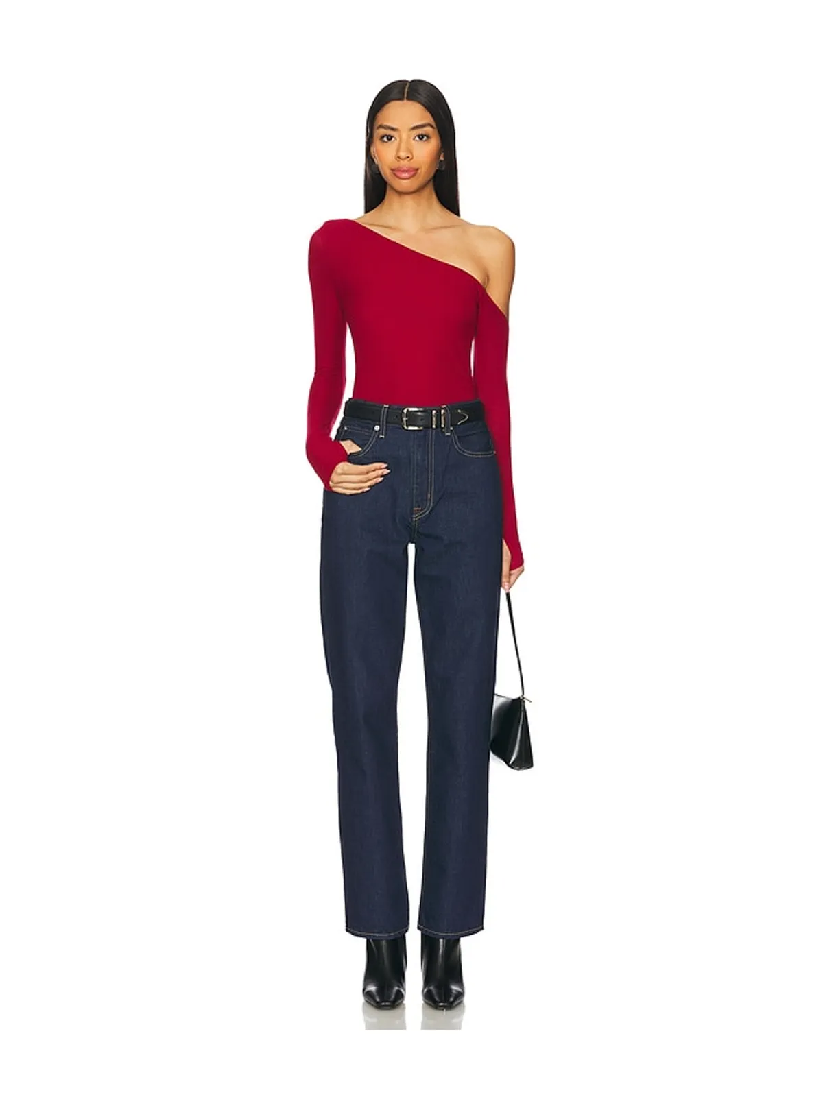 Michael Lauren MAGDALENO ASYMMETRICAL FITTED COLD SHOULDER LONG SLEEVE トップ - 画像4