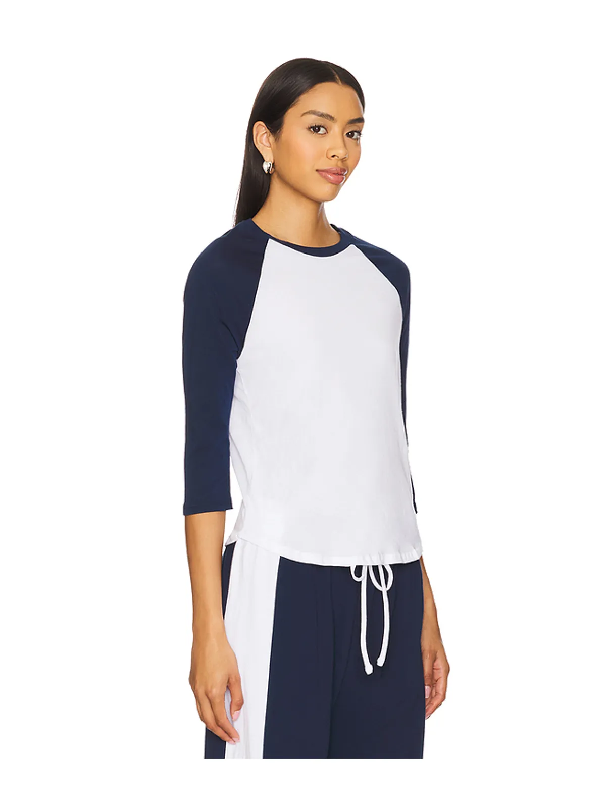 Michael Lauren KATYA RAGLAN Tシャツ - Navy,White. - 画像2