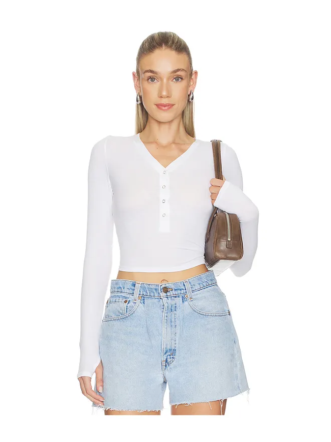 Michael Lauren Michael Lauren FREMONT ディープVネックスナップボタン ヘンリーネックトップスの商品画像