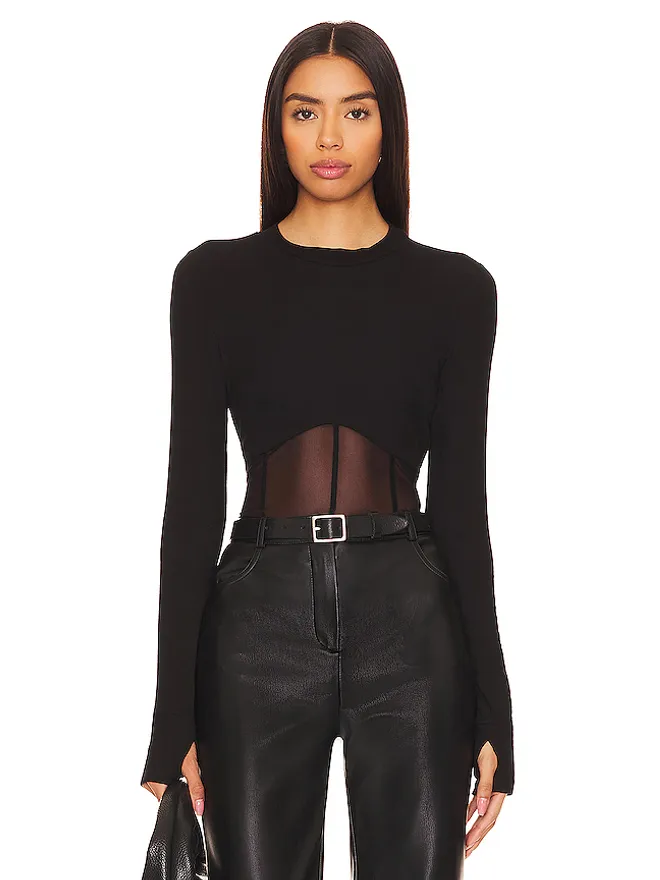 Michael Lauren Michael Lauren DANTON リブメッシュコルセットトップの商品画像