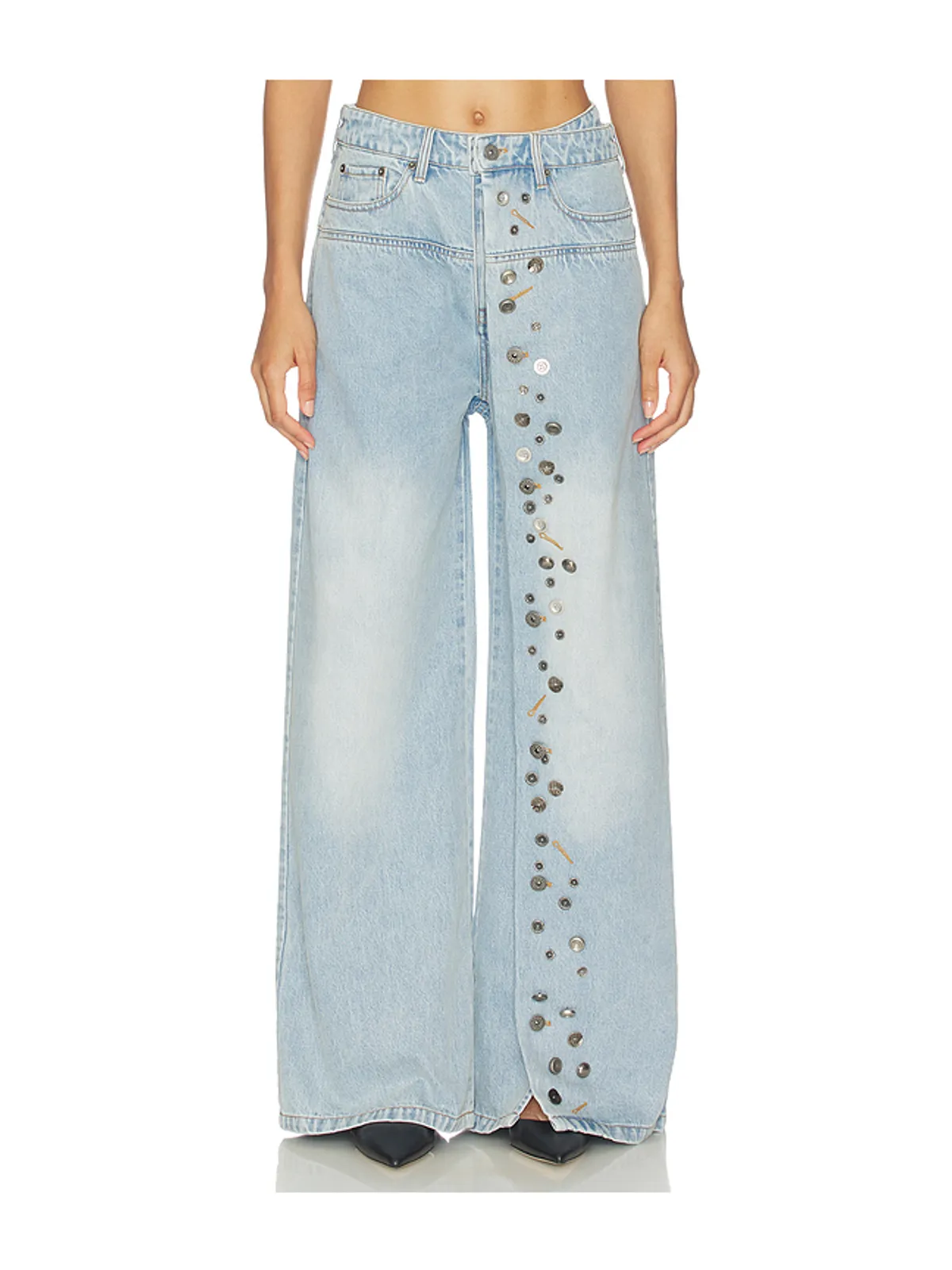 MARRKNULL ASYMMETRICAL METAL-BUTTON デニム - 画像1