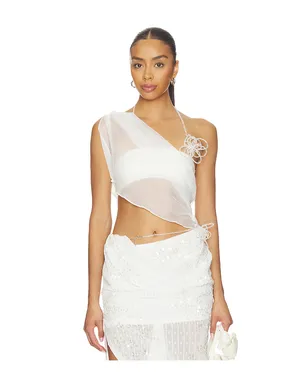 MARRKNULL ASYMMETRIC BEADED CHIFFON トップ - サムネイル1