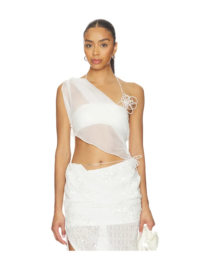 MARRKNULL MARRKNULL ASYMMETRIC BEADED CHIFFON トップの商品画像