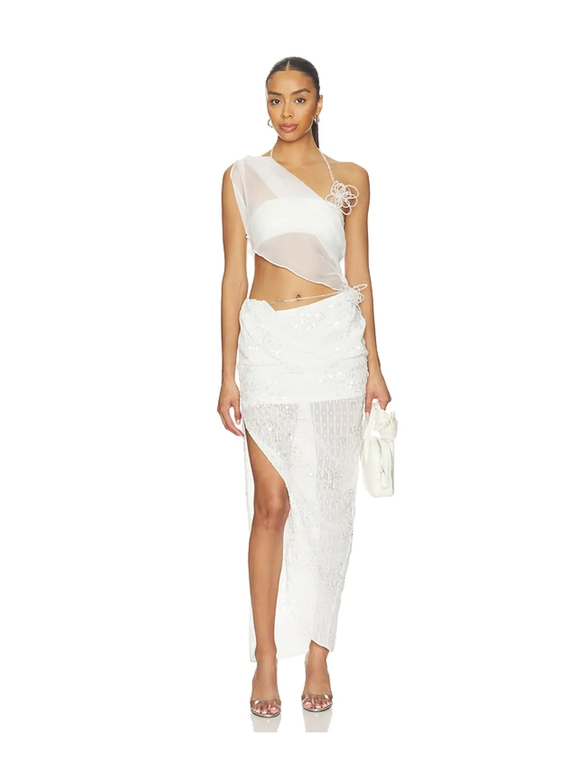 MARRKNULL ASYMMETRIC BEADED CHIFFON トップ - 画像5