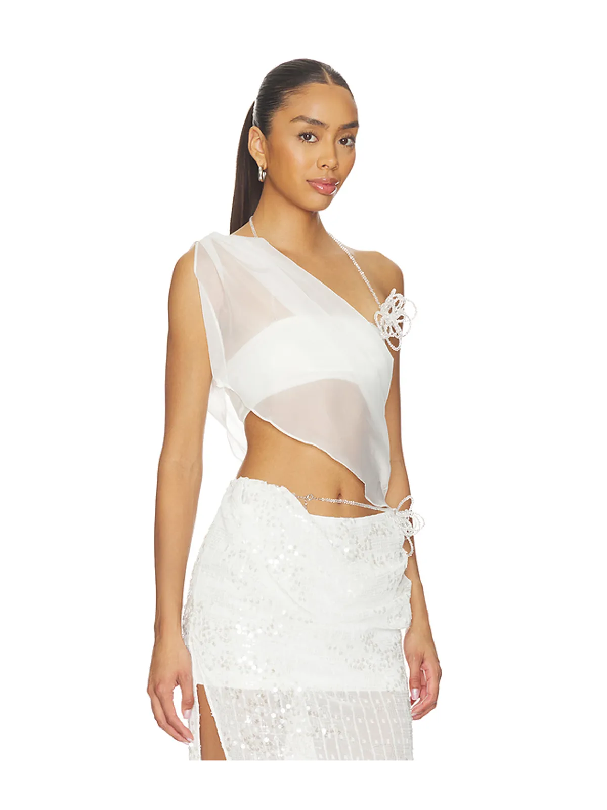MARRKNULL ASYMMETRIC BEADED CHIFFON トップ - 画像2