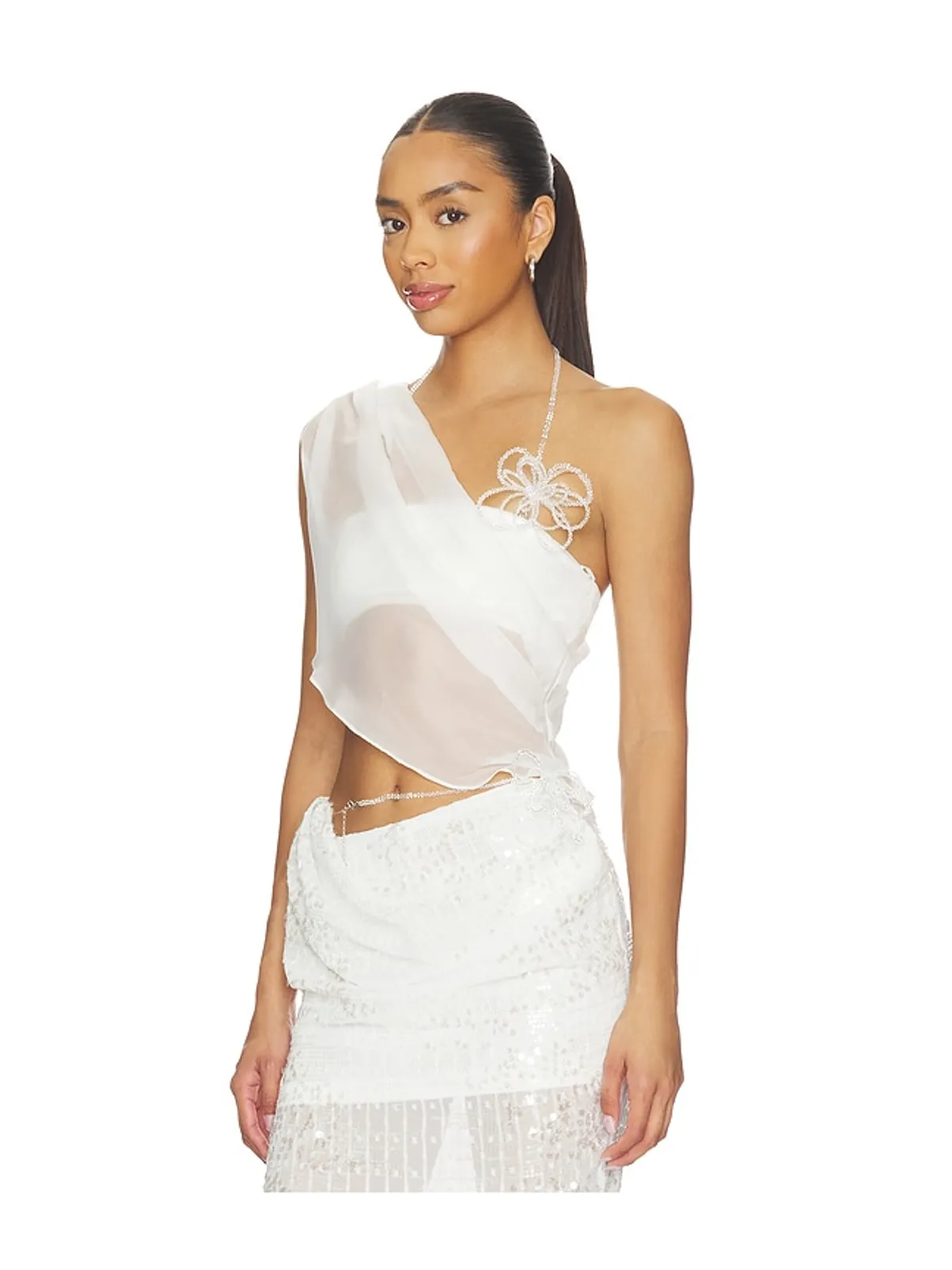 MARRKNULL ASYMMETRIC BEADED CHIFFON トップ - 画像3