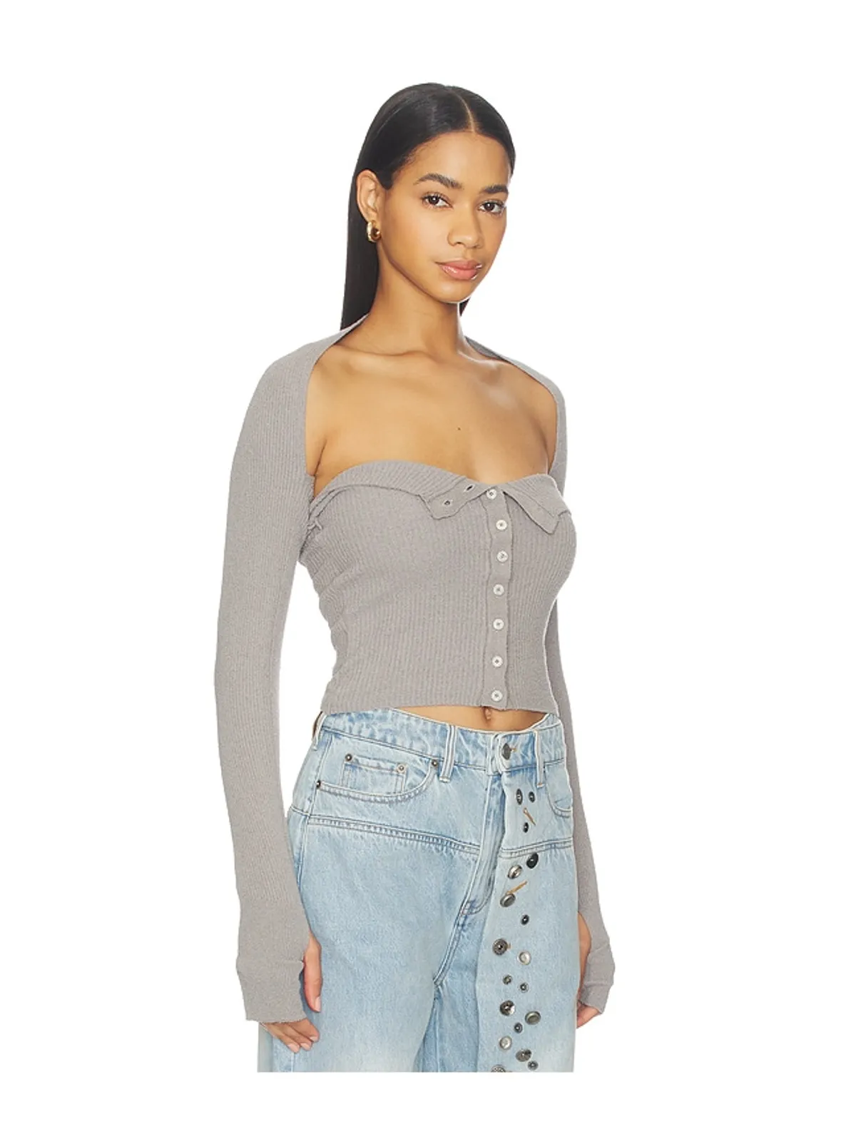 MARRKNULL HALTER NECK KNIT BANDEAU トップ - 画像4