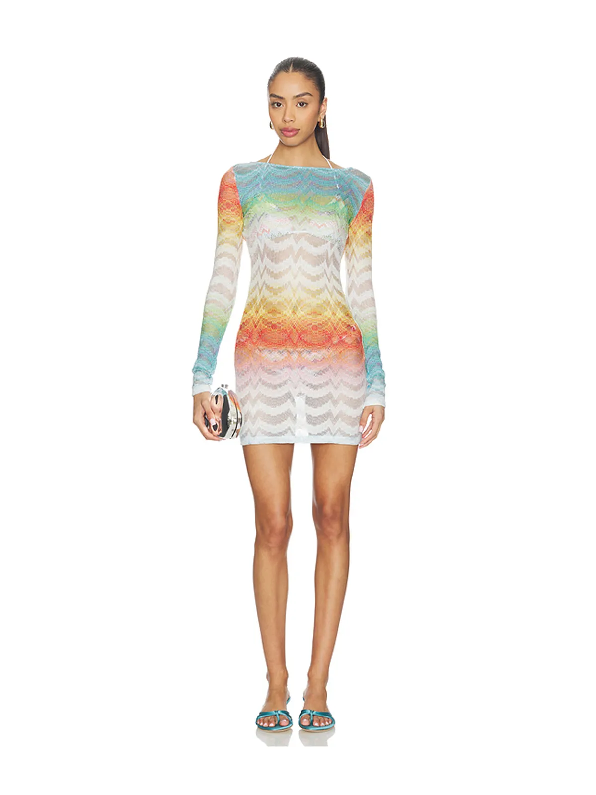 Missoni LONG SLEEVE MINI DRESS 長袖ミニドレス - Blue,Orange. - 画像1