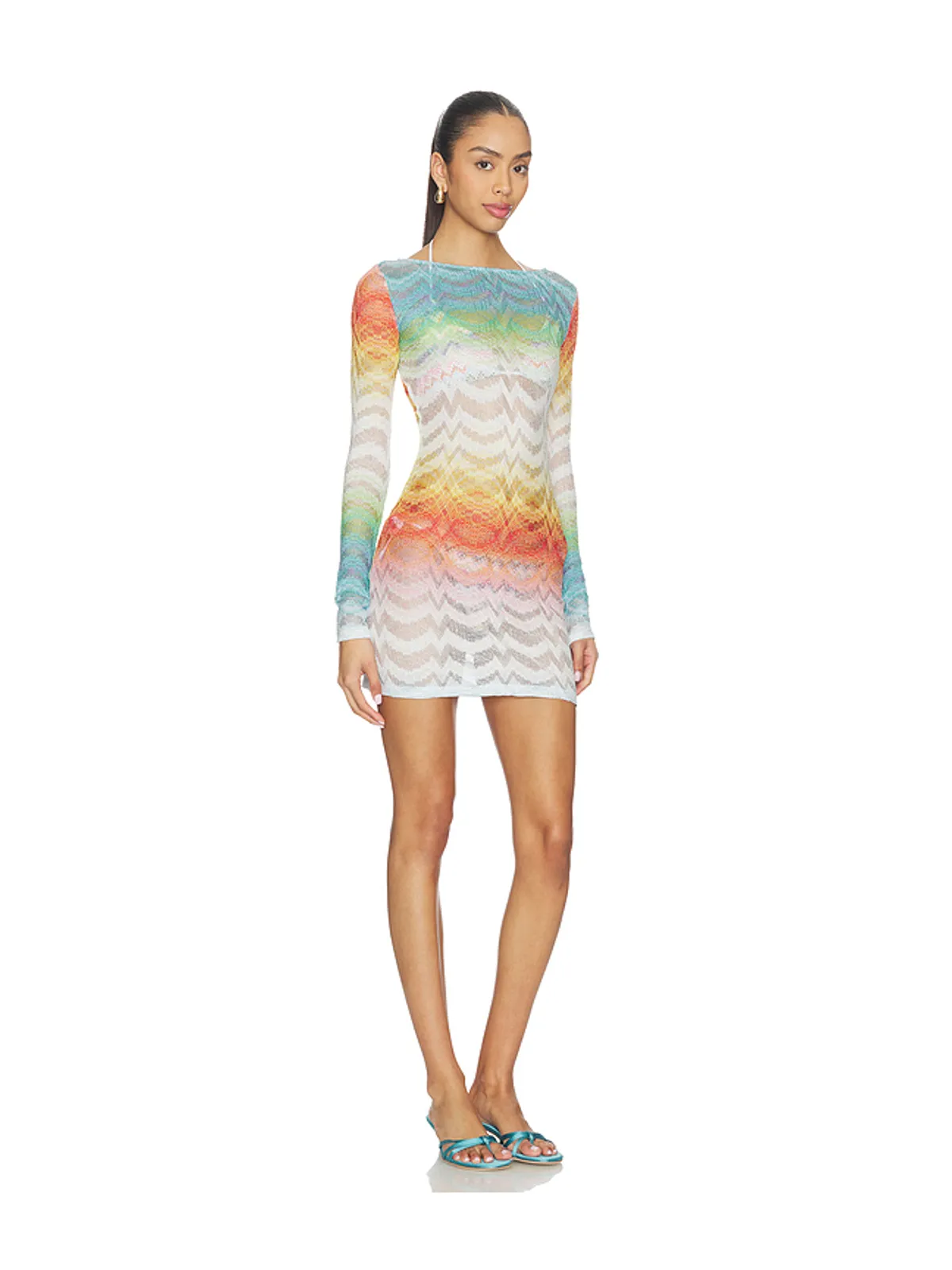 Missoni LONG SLEEVE MINI DRESS 長袖ミニドレス - Blue,Orange. - 画像2