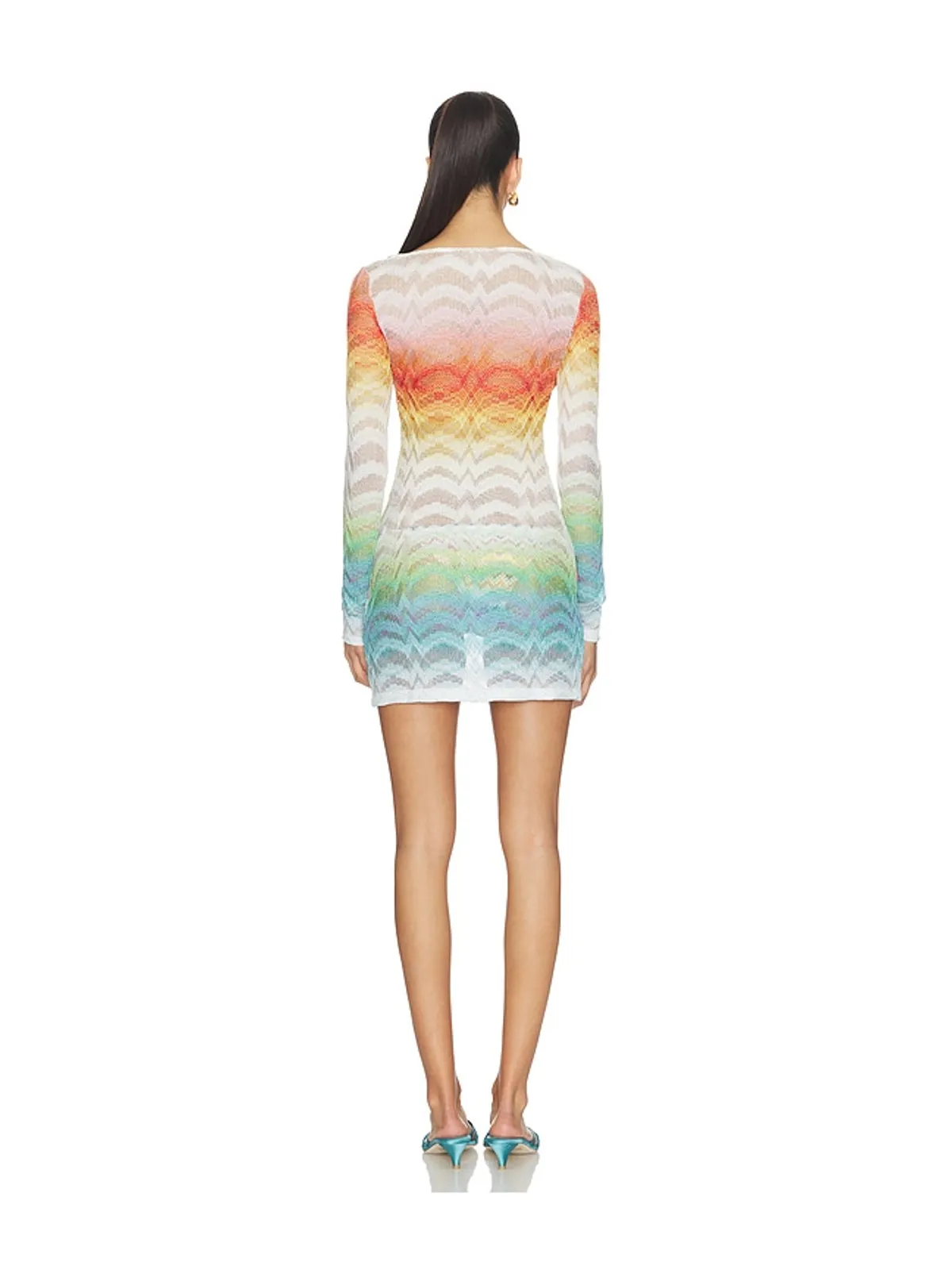 Missoni LONG SLEEVE MINI DRESS 長袖ミニドレス - Blue,Orange. - 画像3