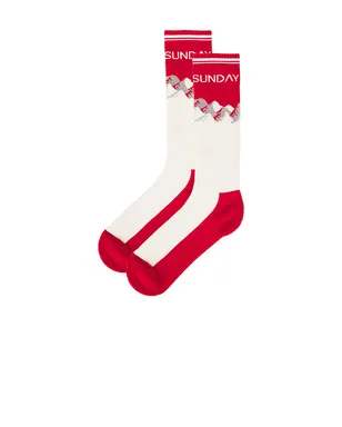 My Sunday Ski MERINO スキーソックス - Red,White. - サムネイル2
