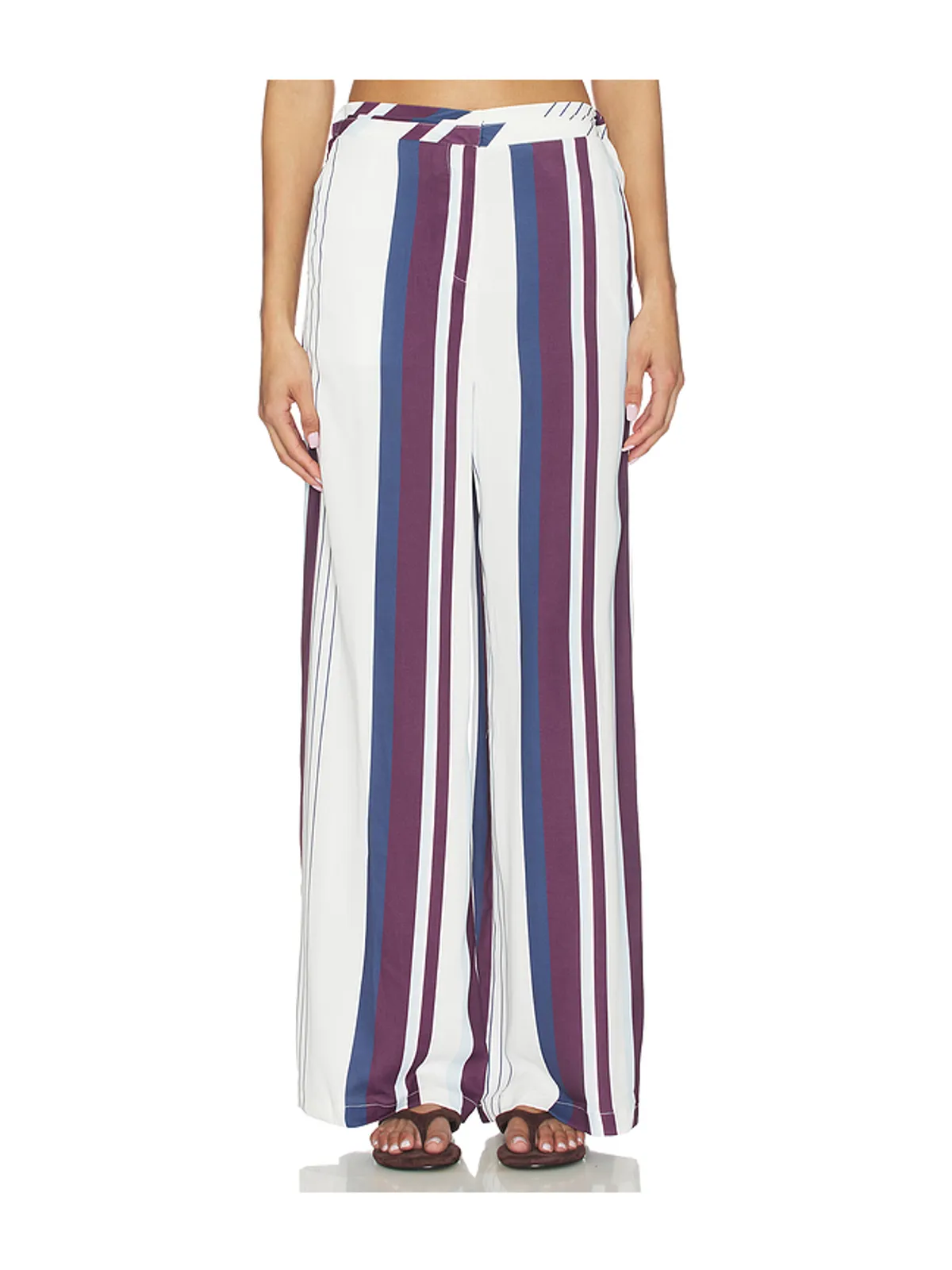 MADISON THE LABEL ROWENA パンツ - White,Wine. - 画像1
