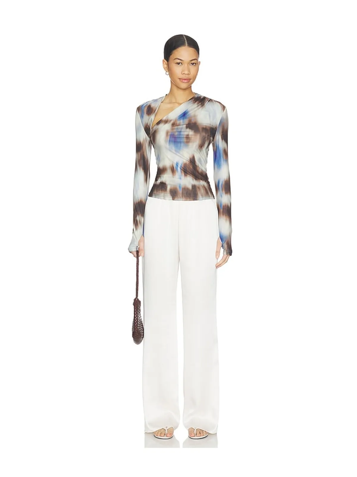 MADISON THE LABEL LAURY MESH トップ - Neutral,Blue. - 画像4