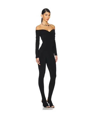 Norma Kamali SWEETHEART オフショルダーキャットスーツ、フッティー付き - サムネイル2