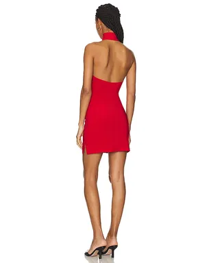 Norma Kamali HALTER TURTLE SIDE SLIT ミニドレス - サムネイル3