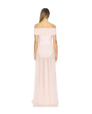 Norma Kamali SLEEVELESS COWL NECK COMBO FLARED ガウン - サムネイル3