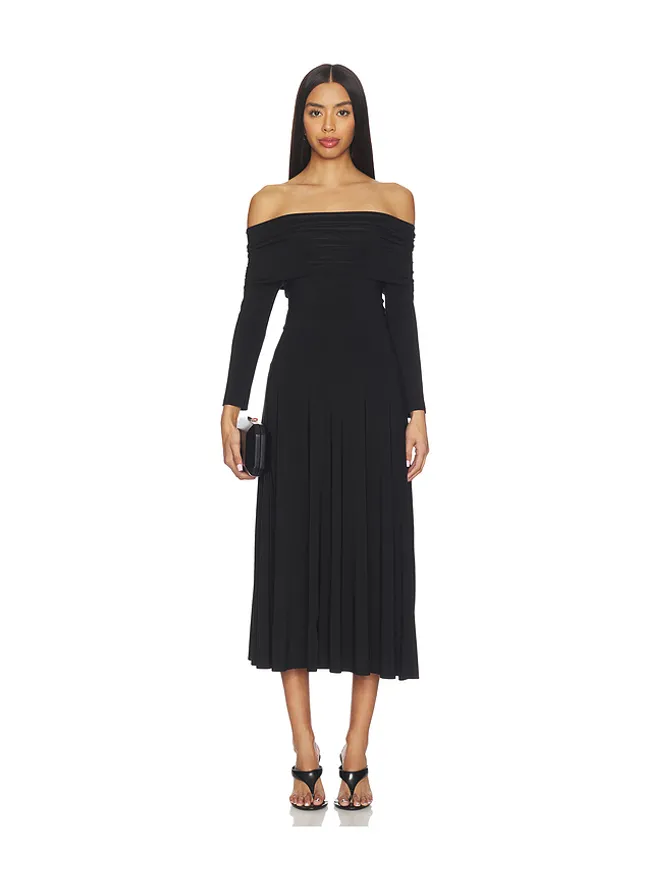 Norma Kamali Norma Kamali 3/4 SLEEVE COWL NECK FLARED ドレスの商品画像