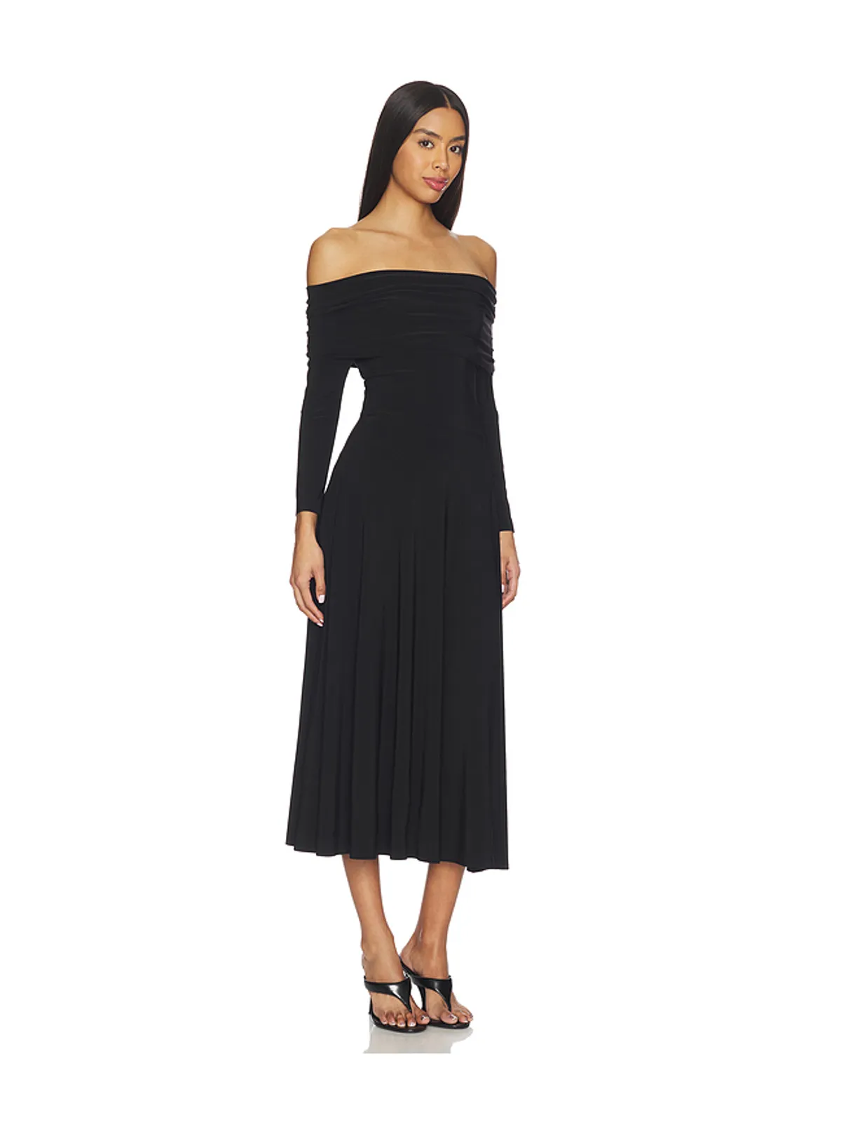 Norma Kamali 3/4 SLEEVE COWL NECK FLARED ドレス - 画像2