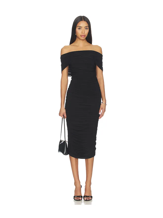 Norma Kamali Norma Kamali Sleeveless Cowl Neck Side Shirred Dress Below Kneeの商品画像