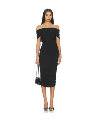 Norma Kamali Sleeveless Cowl Neck Side Shirred Dress Below Knee - サムネイル1