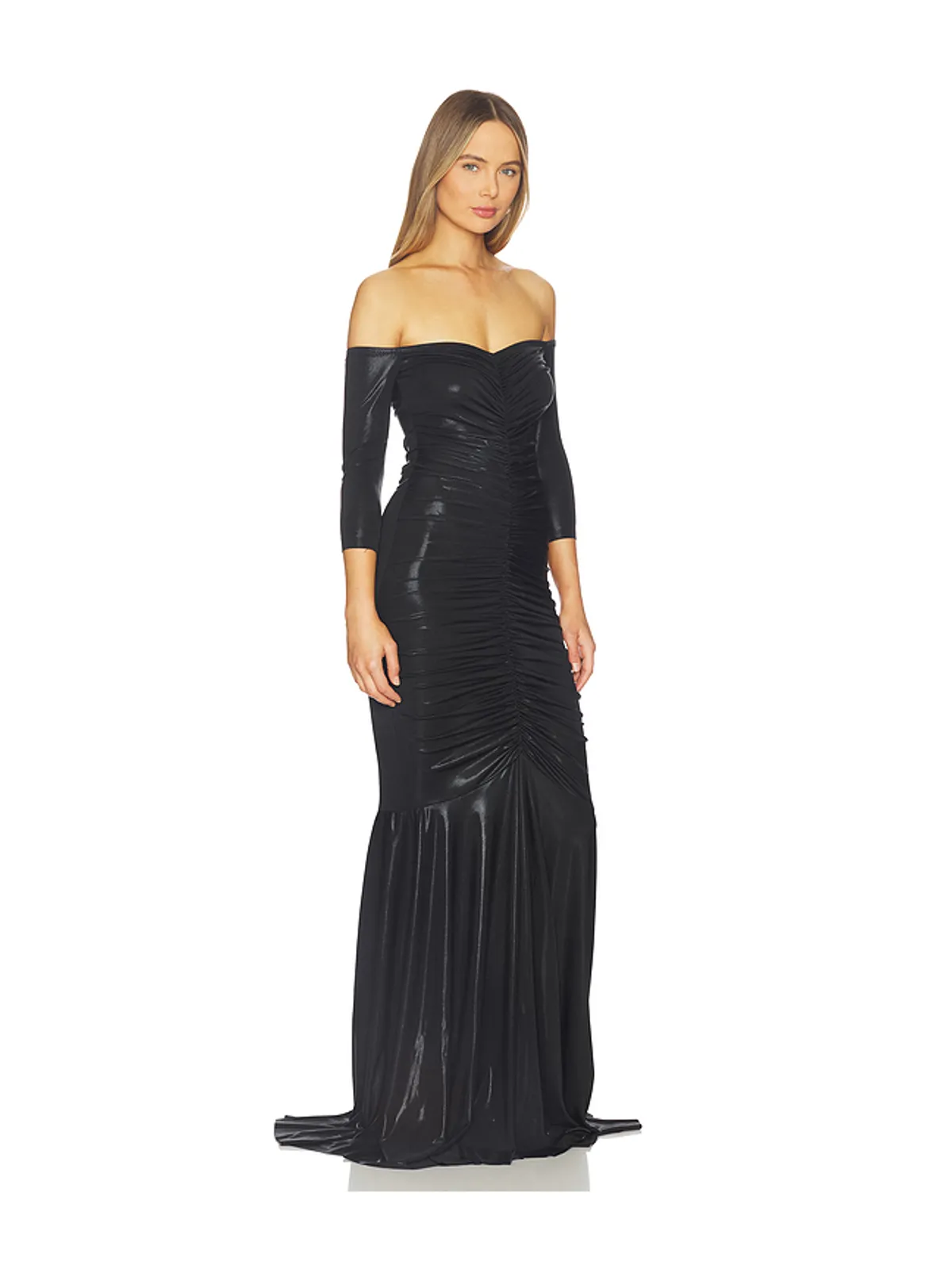Norma Kamali OFF SHOULDER SHIRRED FRONT FISHTAIL ガウン - 画像2