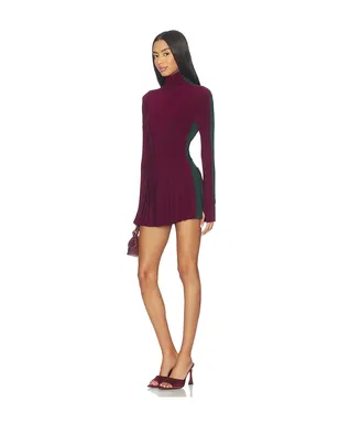 Norma Kamali SLIDE STRIPE プリーツピックルボールスカート - Burgundy,Dark Green. - サムネイル5