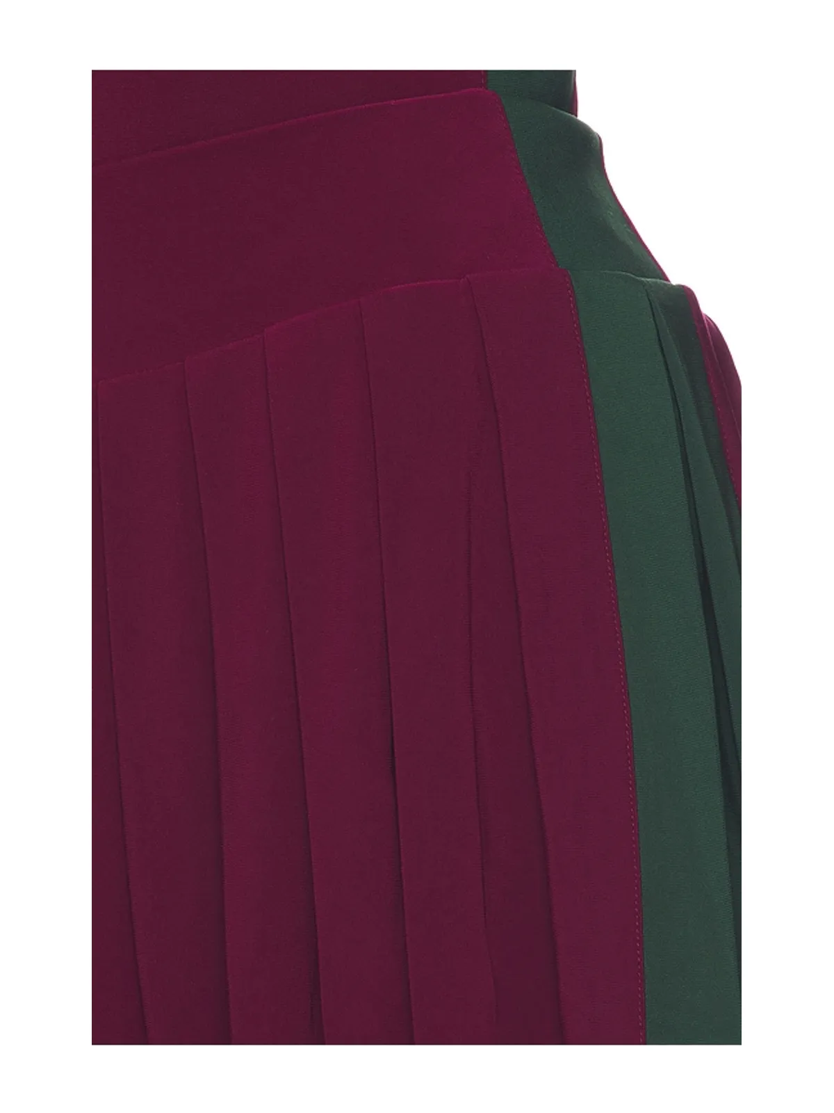 Norma Kamali SLIDE STRIPE プリーツピックルボールスカート - Burgundy,Dark Green. - 画像6