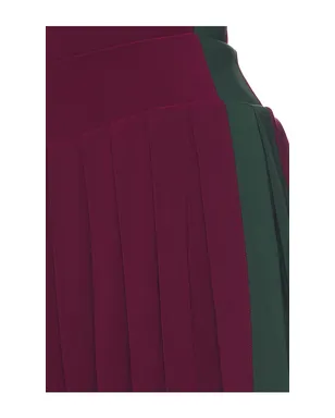 Norma Kamali SLIDE STRIPE プリーツピックルボールスカート - Burgundy,Dark Green. - サムネイル6