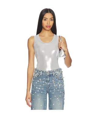 Norma Kamali RACER Tシャツ - Metallic Silver, grey. - サムネイル1