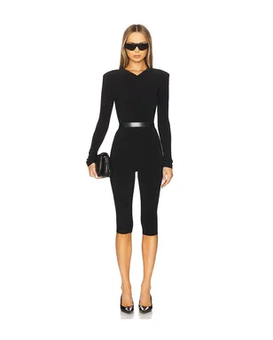 Norma Kamali 長袖ショルダーパッドＶネックトップ - サムネイル4