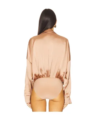 Norma Kamali スーパーオーバーサイズボーイフレンドNKシャツボディスーツ - サムネイル4