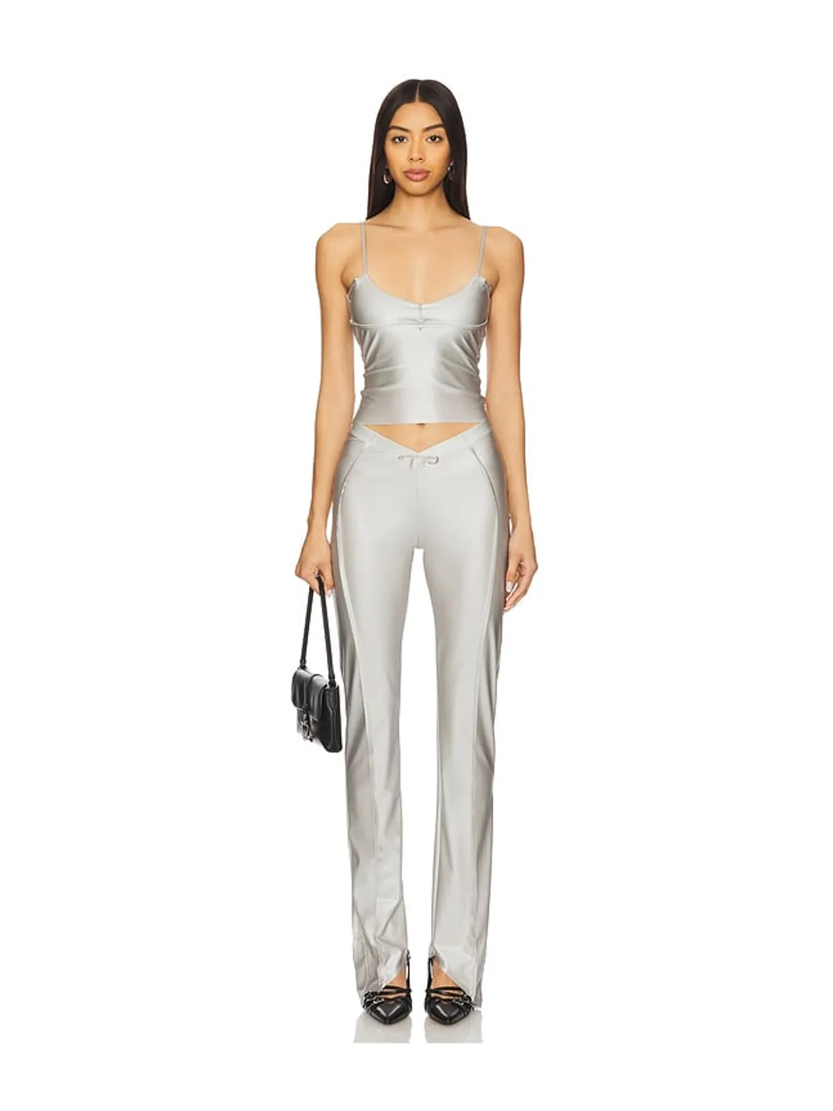 SAMI MIRO VINTAGE アシンメトリックパンツ - Metallic Silver, grey. - 画像5