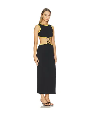 Saudade カットアウトドレス - Black,Yellow. - サムネイル2