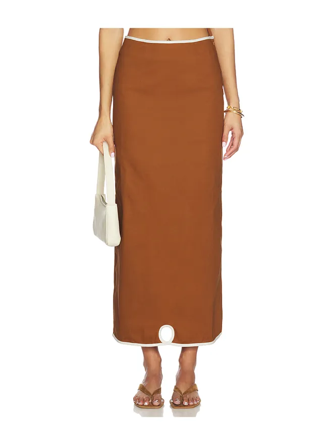 Saudade Saudade ZUMA マキシスカート - Brown,White.の商品画像