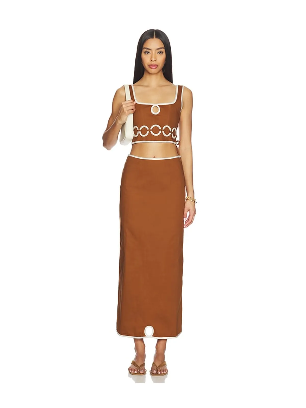 Saudade ZUMA マキシスカート - Brown,White. - 画像5