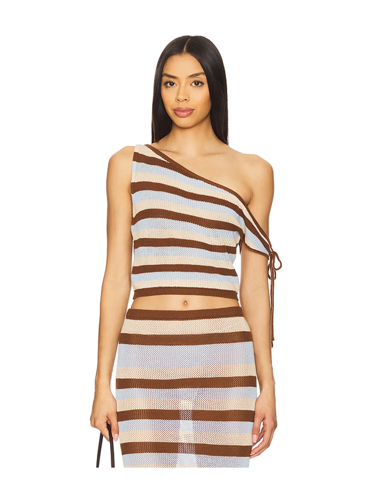 SEVEN WONDERS HAZEL ワンショルダートップ - Brown,Beige,Baby Blue. - 画像1