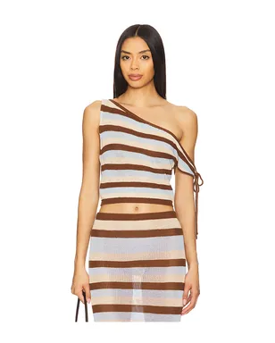 SEVEN WONDERS HAZEL ワンショルダートップ - Brown,Beige,Baby Blue. - サムネイル1