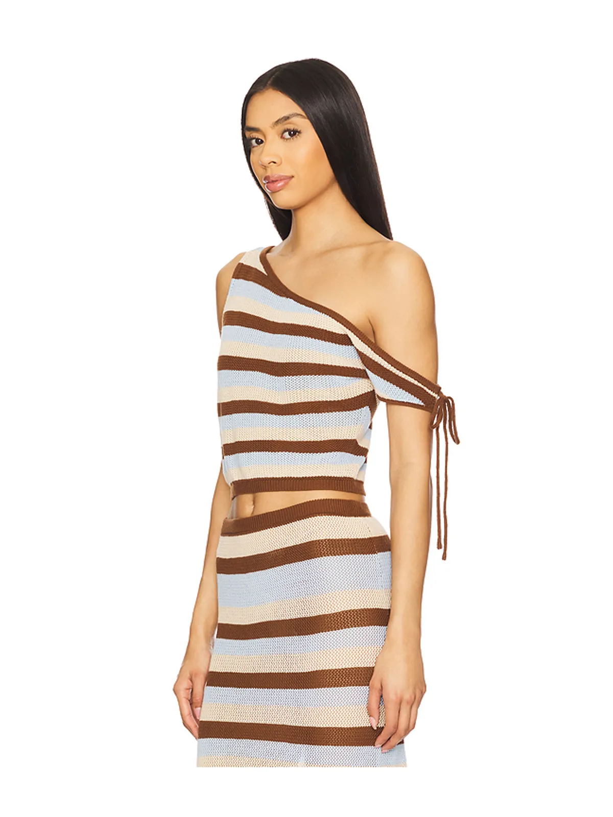SEVEN WONDERS HAZEL ワンショルダートップ - Brown,Beige,Baby Blue. - 画像2