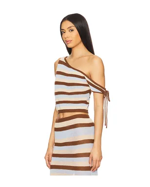 SEVEN WONDERS HAZEL ワンショルダートップ - Brown,Beige,Baby Blue. - サムネイル2
